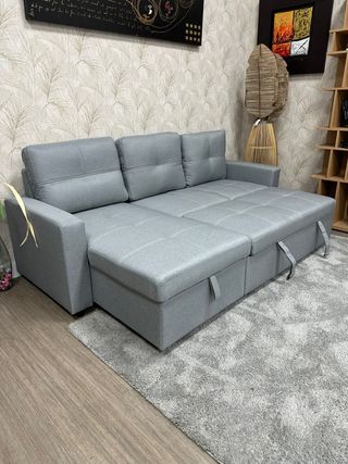 Sofá Chaise Longue cama - Negro y Gris