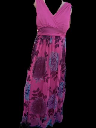 Vestito lungo floreale rosa