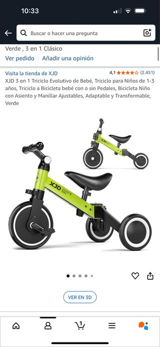 Triciclo evolutivo XJD 3 en 1