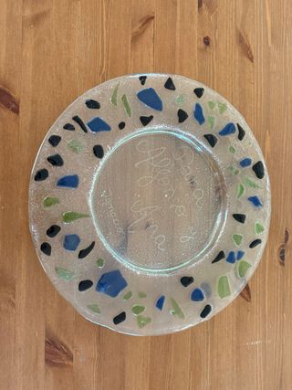 Plato cristal reciclado multicolor