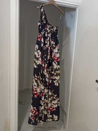 Vestito lungo nero floreale tg M / 42 da donna 