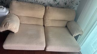 OPORTUNIDAD Sofá beige y marrón chocolate 3 plazas