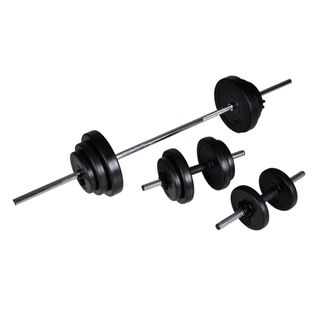 vidaXL Juego de barras + 2 mancuernas 30,5kg