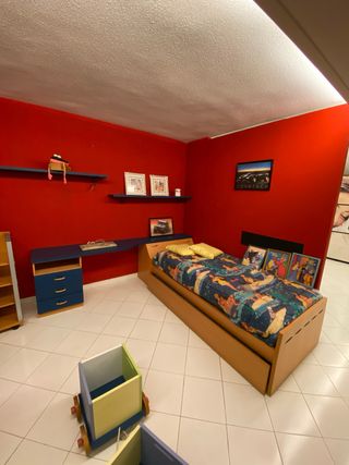 Cama nido infantil madera azul marrón