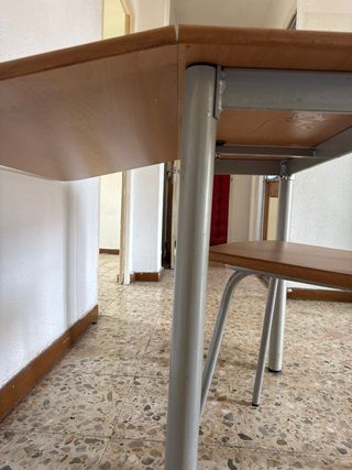Mesa plegable + silla cocina. Metal y madera