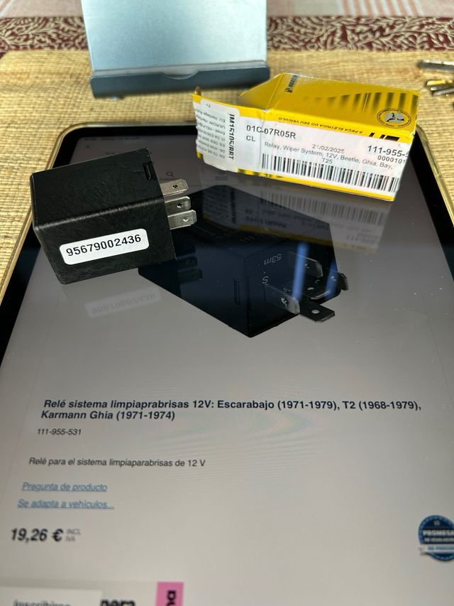 Relé limpiaparabrisas 12V WW Escarabajo (71/79)