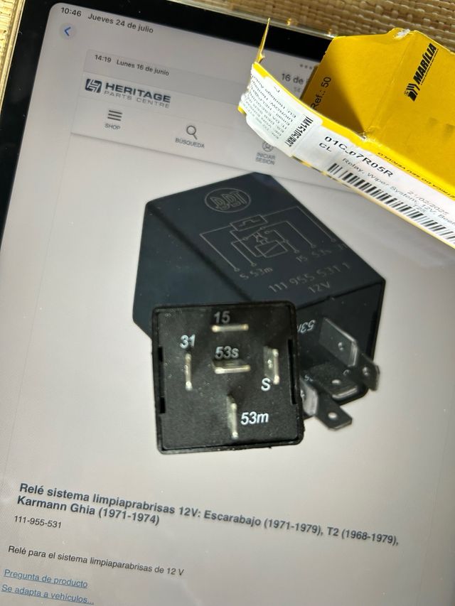 Relé limpiaparabrisas 12V WW Escarabajo (71/79)