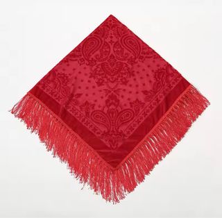 Manton Manila Andaluz Sevillano 1x1m Rojo y Flor