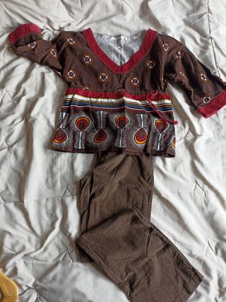 Conjunto homewear marrón-rojo