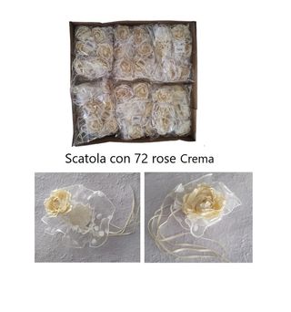 72 Bomboniere Rose Crema in Tessuto