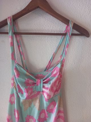 Vestido Marie Claire XS - Rosa y Verde Agua