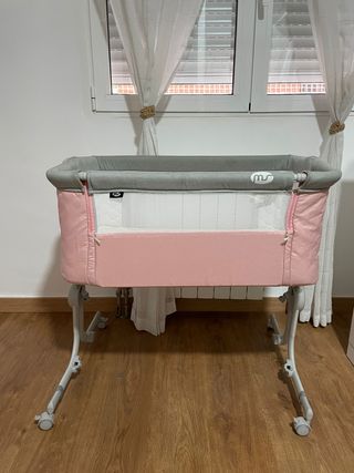Minicuna colecho rosa bebé