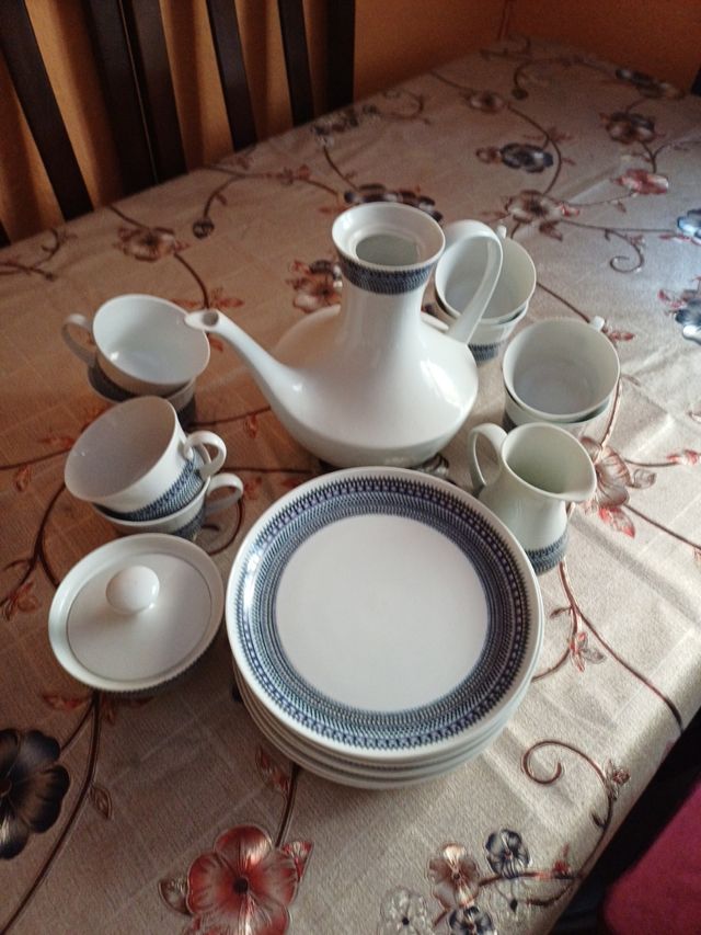 Juego café porcelana azul-blanco