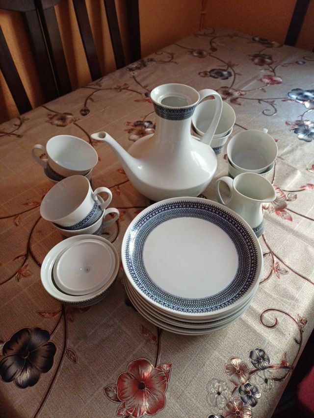 Juego café porcelana azul-blanco