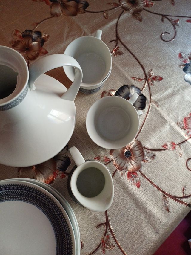 Juego café porcelana azul-blanco