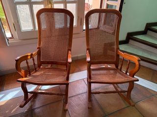 2 Mecedoras Madera mimbre