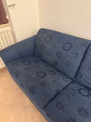 Divano blu 4 posti in tessuto