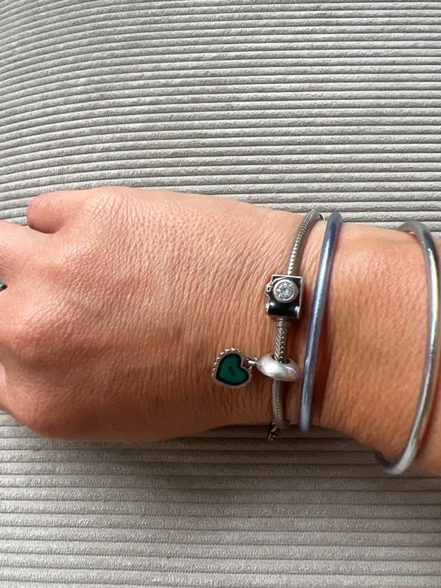 Pulsera Pandora plata - 3 colgantes