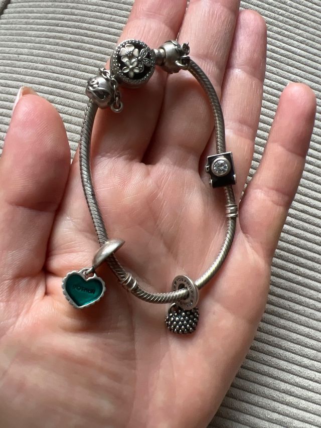 Pulsera Pandora plata - 3 colgantes