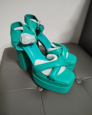 Sandali tacco alto color turchese