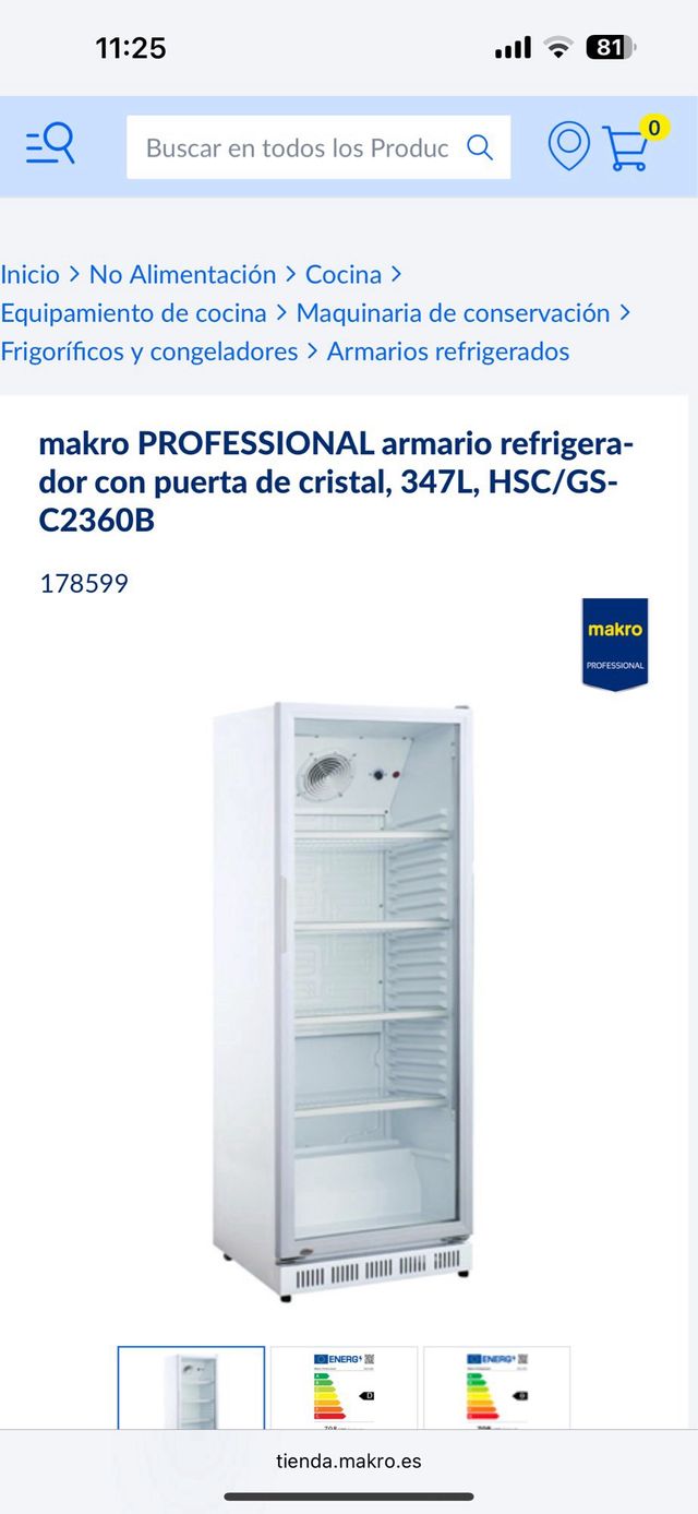 Nevera  cristal frigorifico expositora Makro