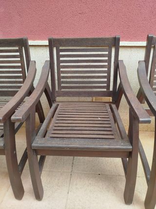 Juego de 4 Sillas Jardín - Madera Marrón