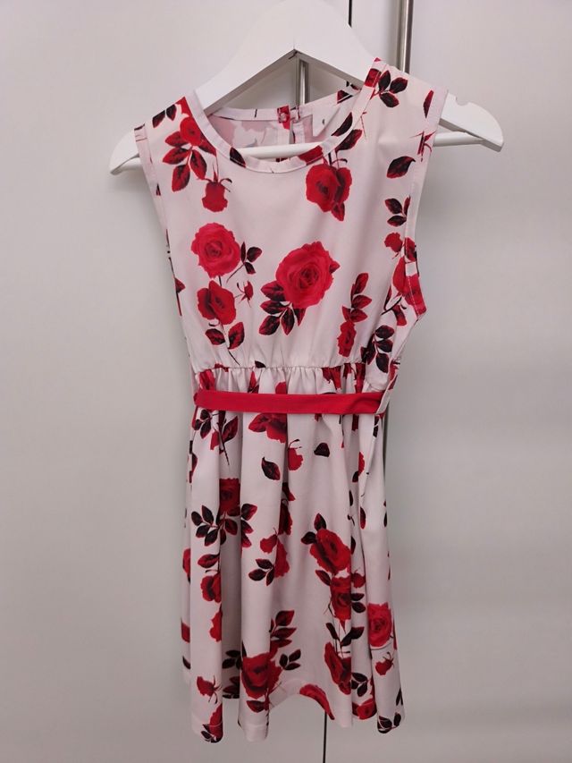 Vestido verano niña flores rojas - 5 años