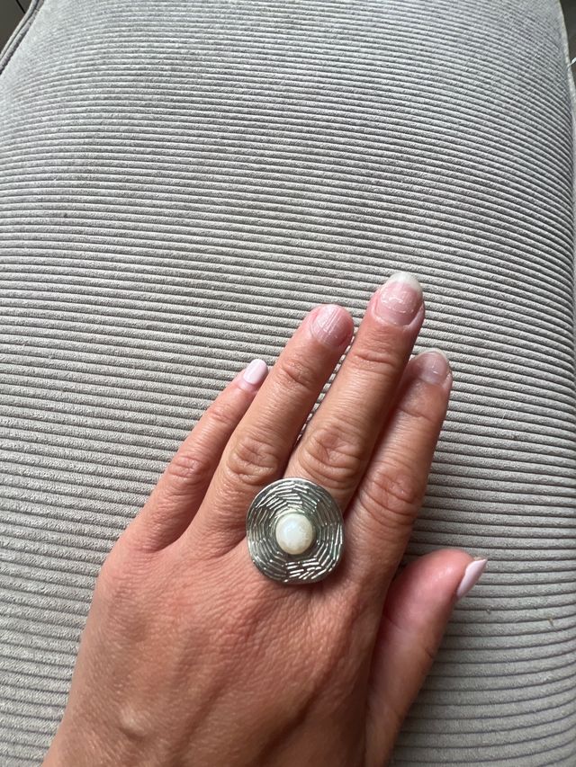 Anillo plata perla