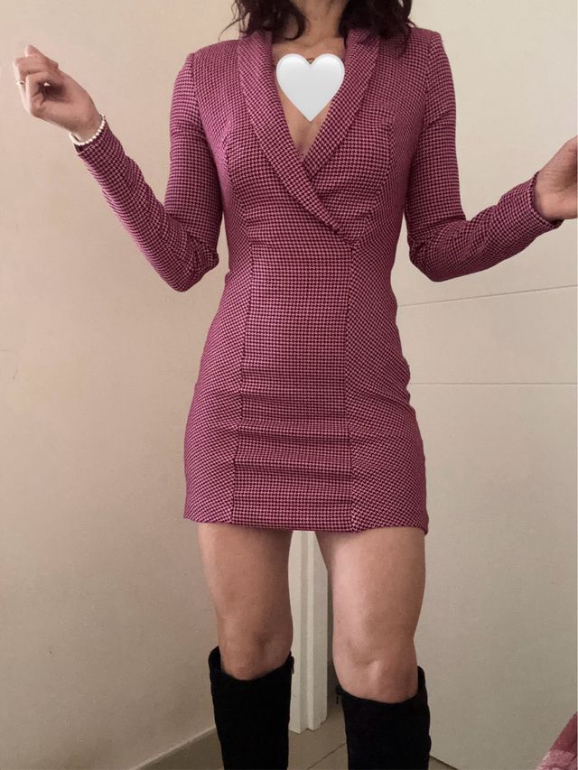 Vestido blazer Zara rosa y negro XS