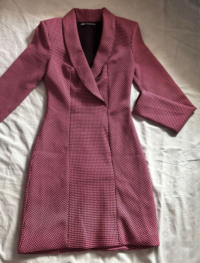 Vestido blazer Zara rosa y negro XS