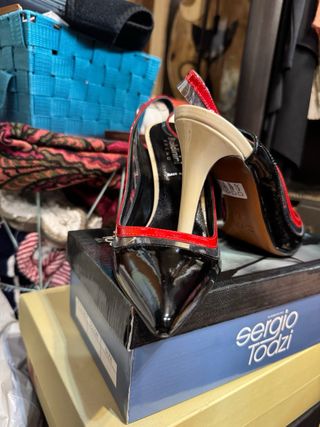 Zapatos tacón Baldinini negros rojos 38
