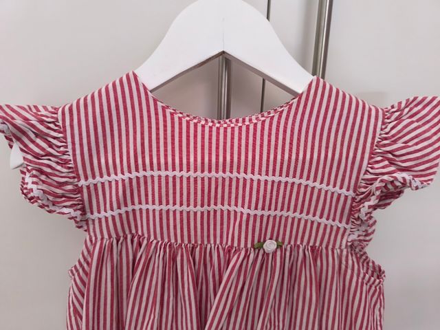 Vestido niña rayas rojas blanco 3-4 años