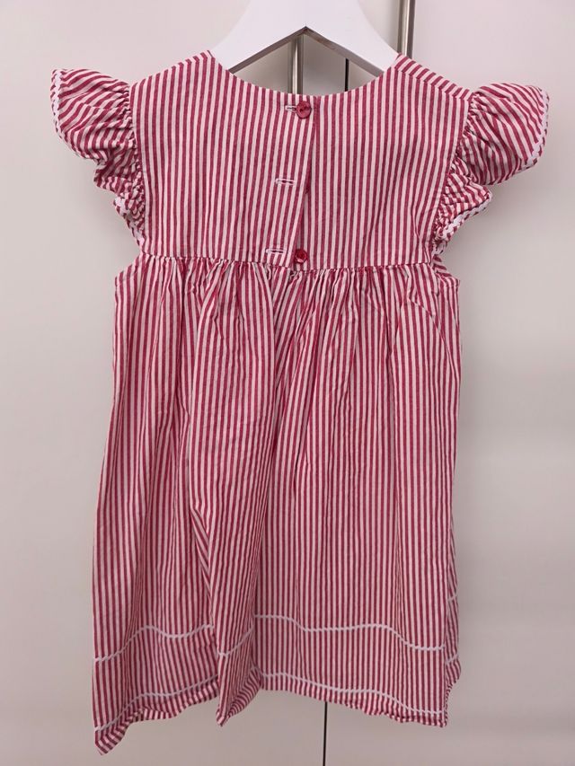 Vestido niña rayas rojas blanco 3-4 años