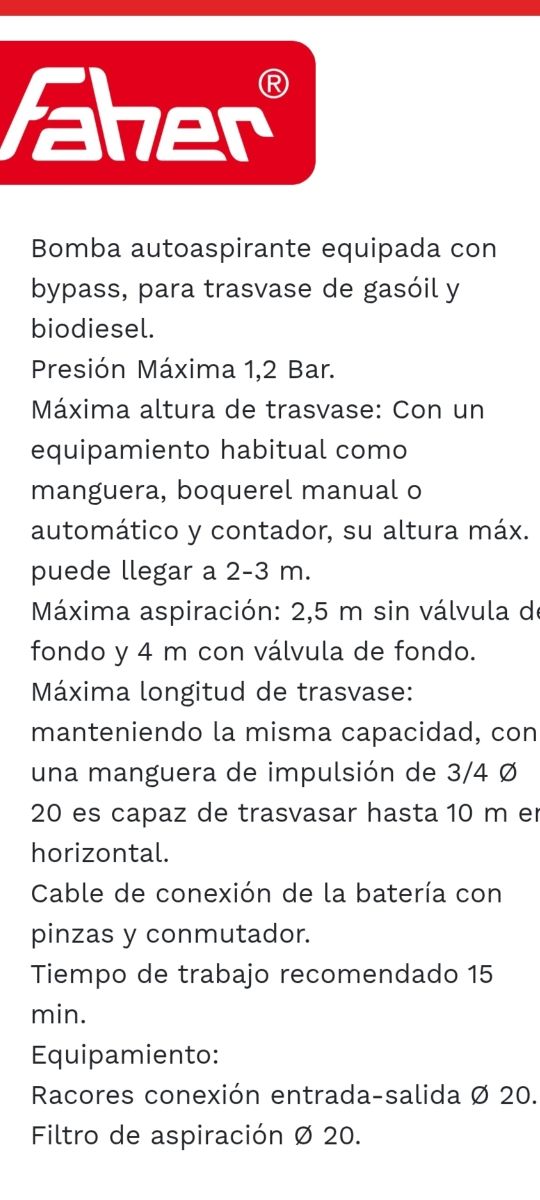 Bomba trasvase gasoil 12V 
