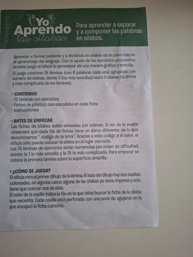 Juego Yo Aprendo las Sílabas