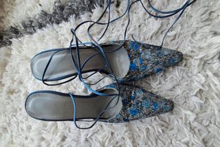 Zapatos tacón Talla 38 - Azul Plata.