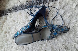 Zapatos tacón Talla 38 - Azul Plata.