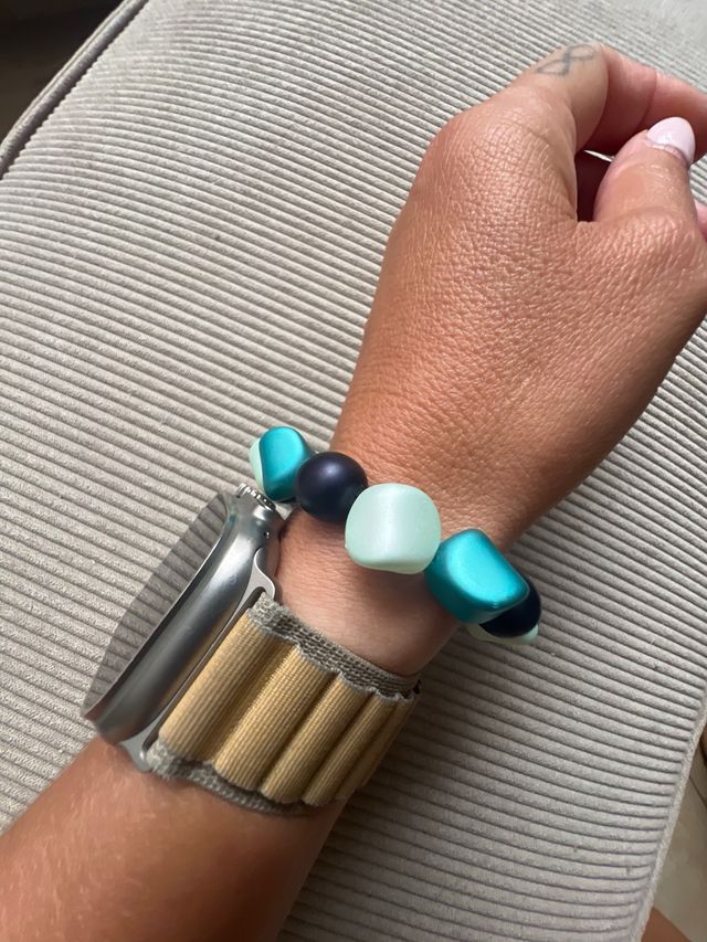 Pulsera cuentas verdes y azules