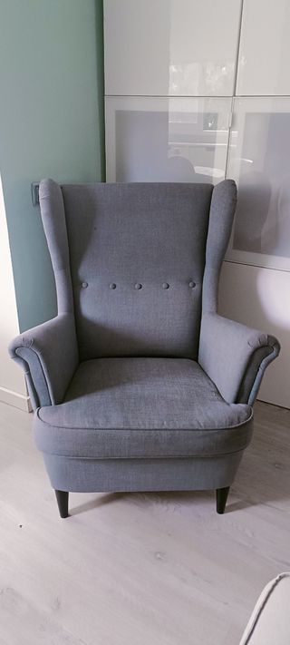 Butaca gris tela - Sillón orejero