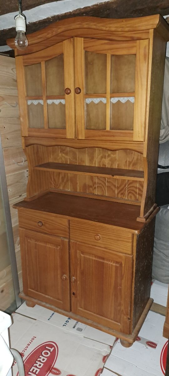 Mueble vajilla madera-vidrio