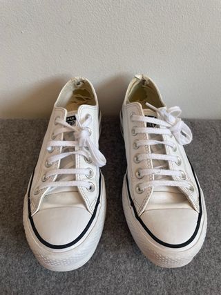 Converse de cuero de plataforma blancas 
