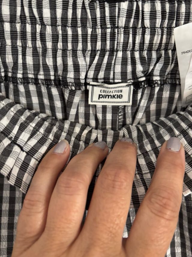 Pantalón ancho vichy blanco y negro