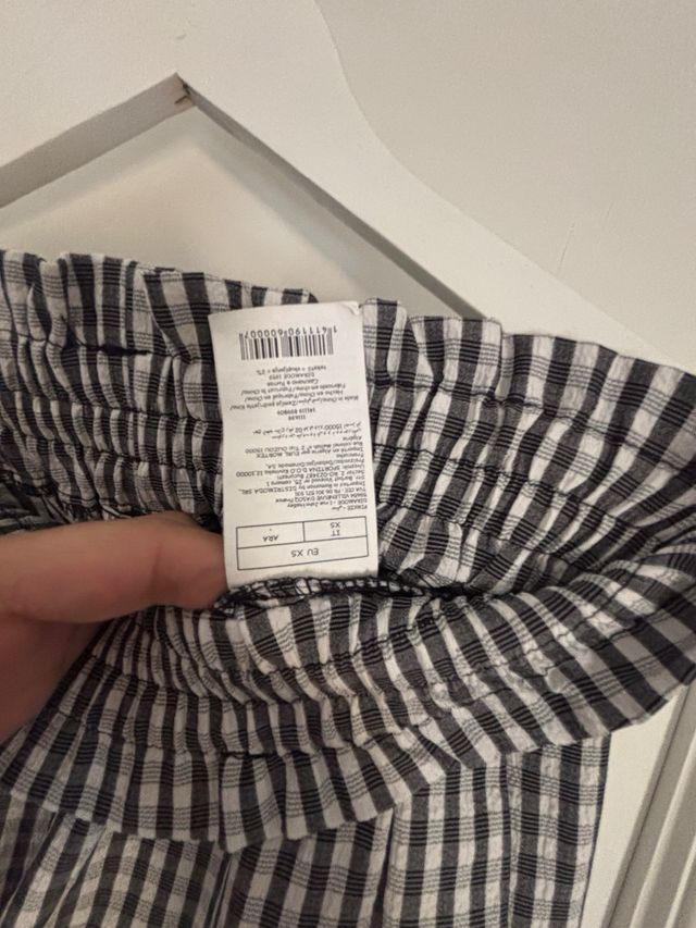 Pantalón ancho vichy blanco y negro