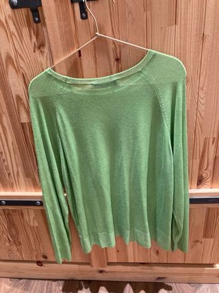 Jersey Zara verde manzana metalizado