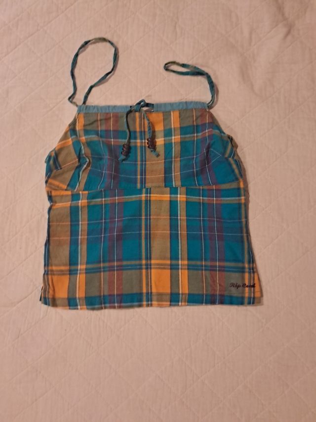 Top Rip Curl cuadros naranja-azul