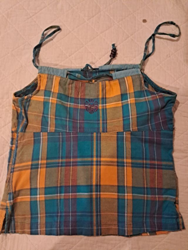 Top Rip Curl cuadros naranja-azul