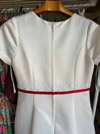 Vestido comunión niña blanco-rojo