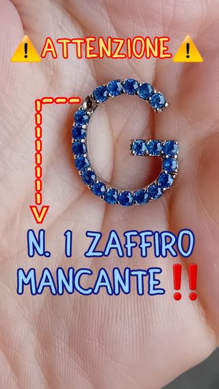 Collana argento con lettera G zaffiri 