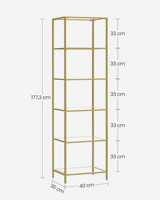 Scaffale in Vetro a 6 Ripiani, Liberia, Organizzat