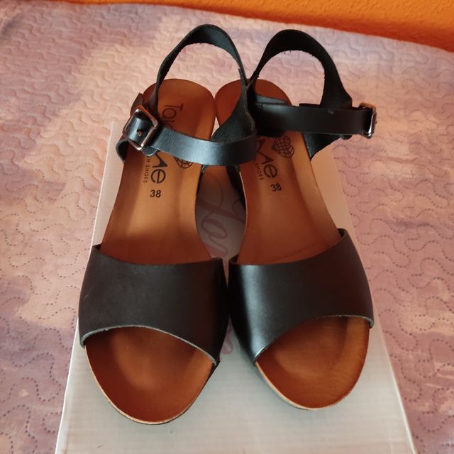 Sandalias cuña TAKEME, negras 38